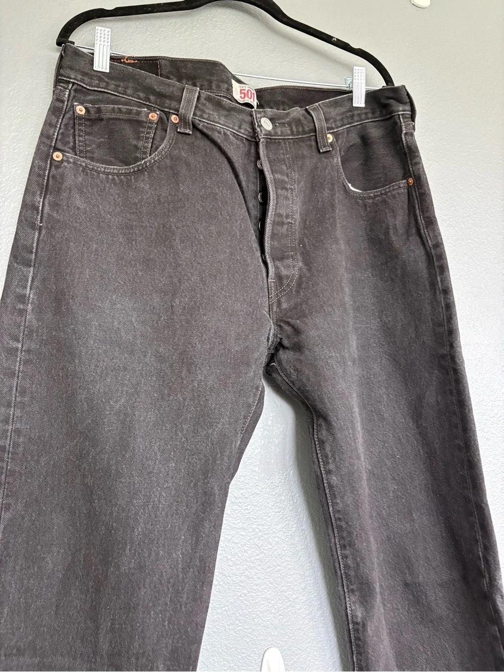 Vintage Y2K Levi’s 501 Jeans W36 L36 Black Faded Button Fly Straight Leg